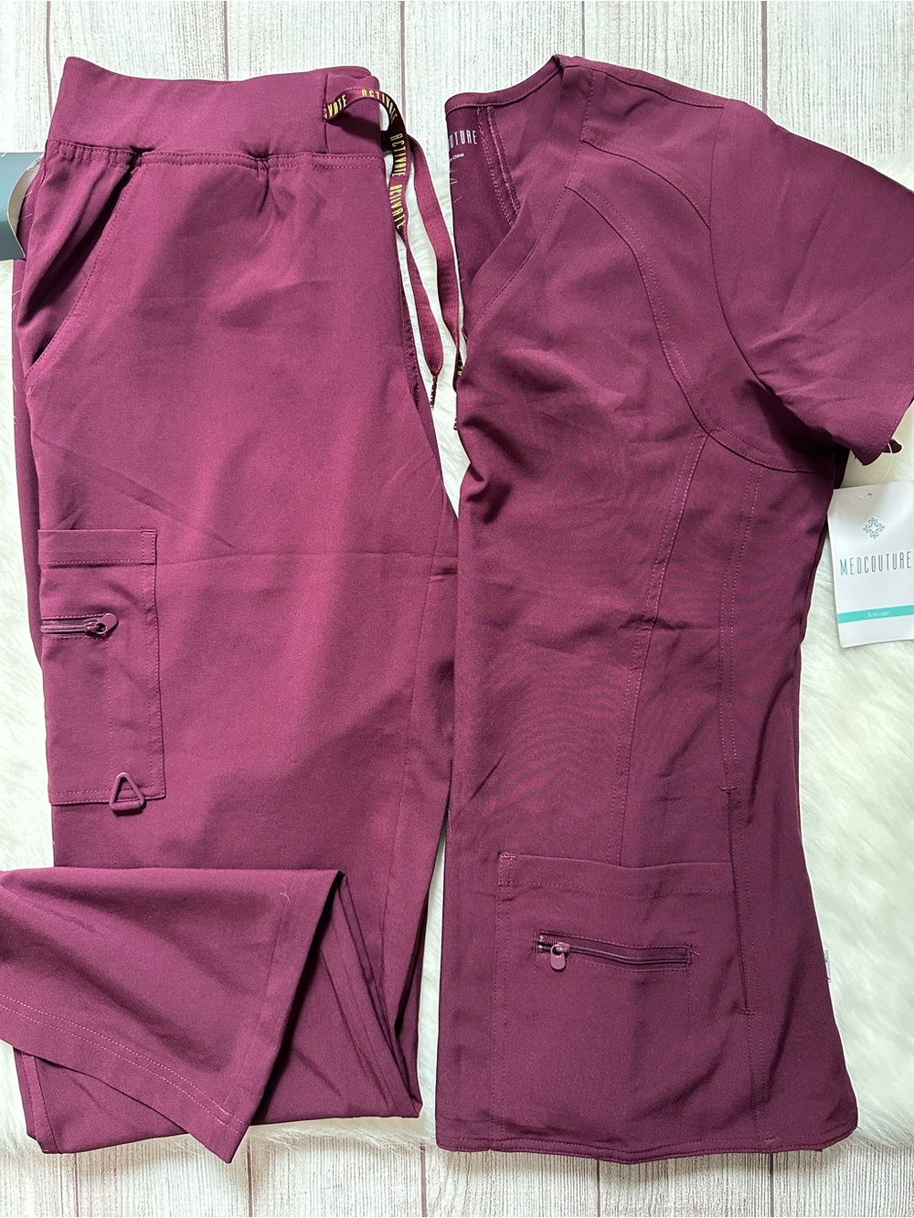 NWT Burgundy Scrub Set